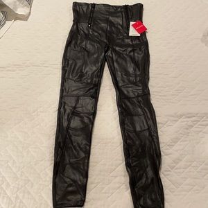 Spanx hip zip faux leather leggings